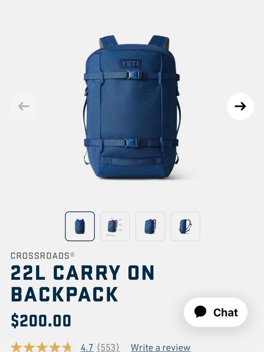 Yeti Crossroads Backpack in Navy
